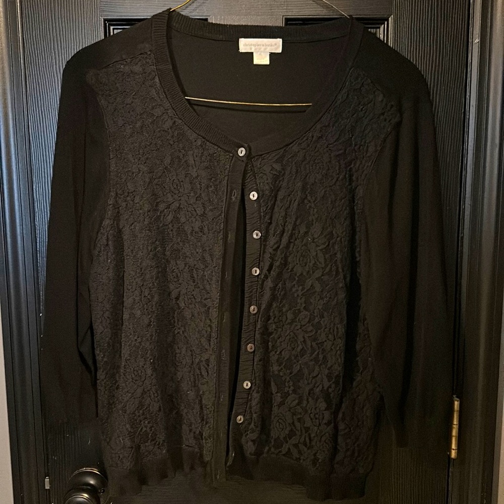 Lace Front Black Cardigan